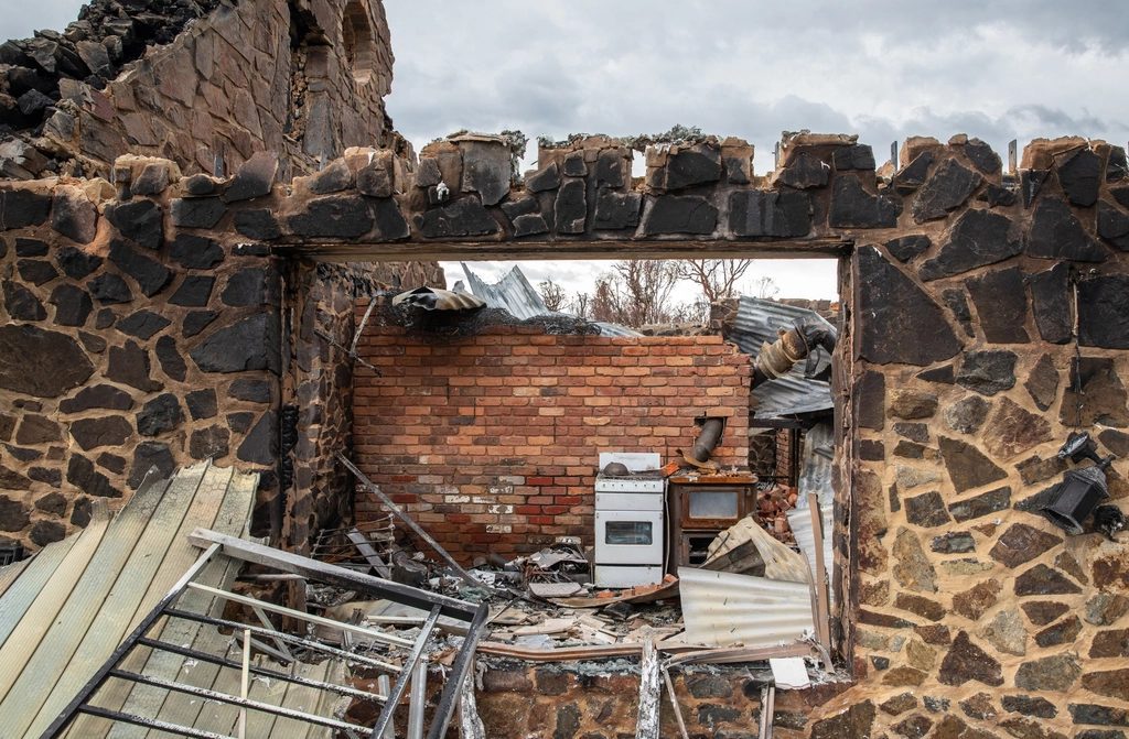 Farmhouse destroyed by bushfire in Australia